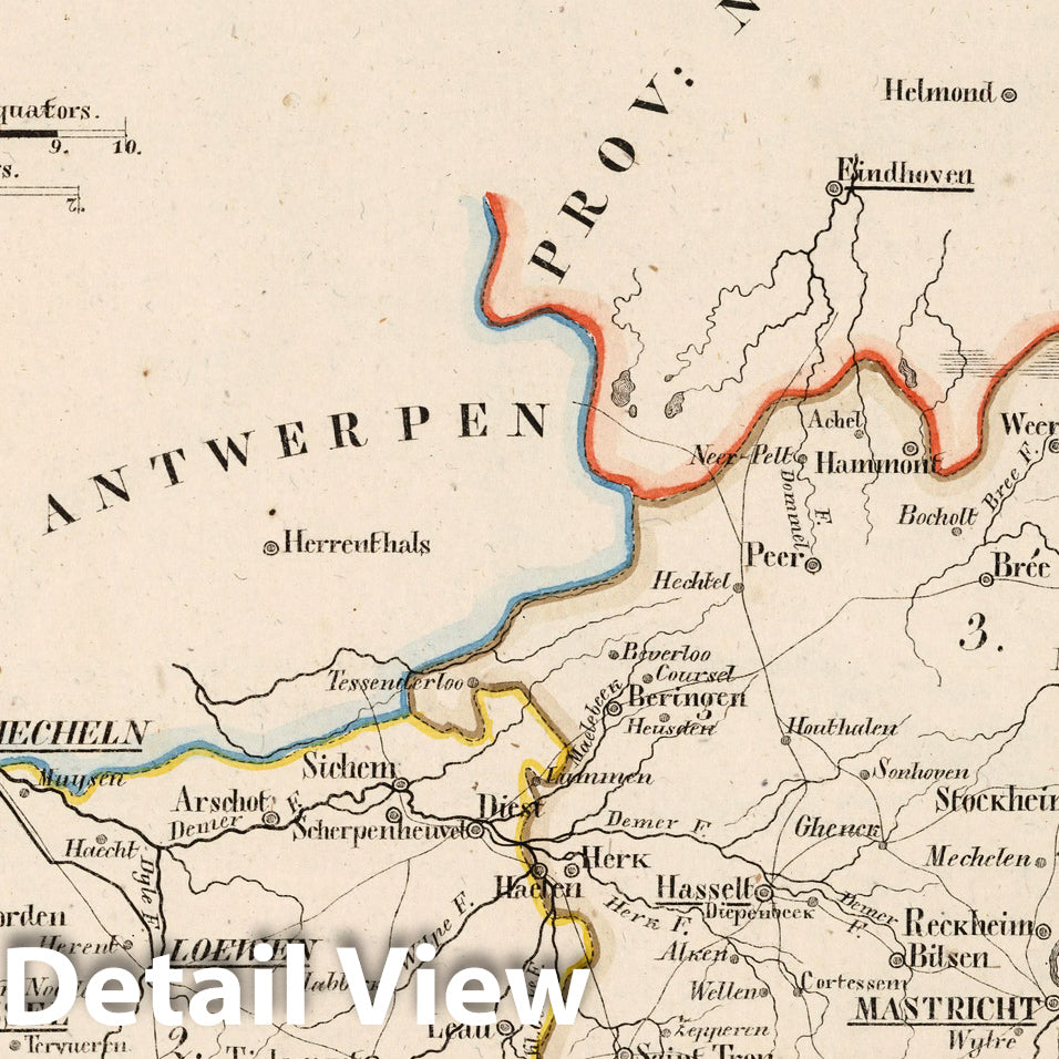 Historic Map : Netherlands, V.1:1-5: V:1. Niederlande: Prov: 1. Norderabant. 10. Zeeland. 12. Antwerpen 1825 , Vintage Wall Art