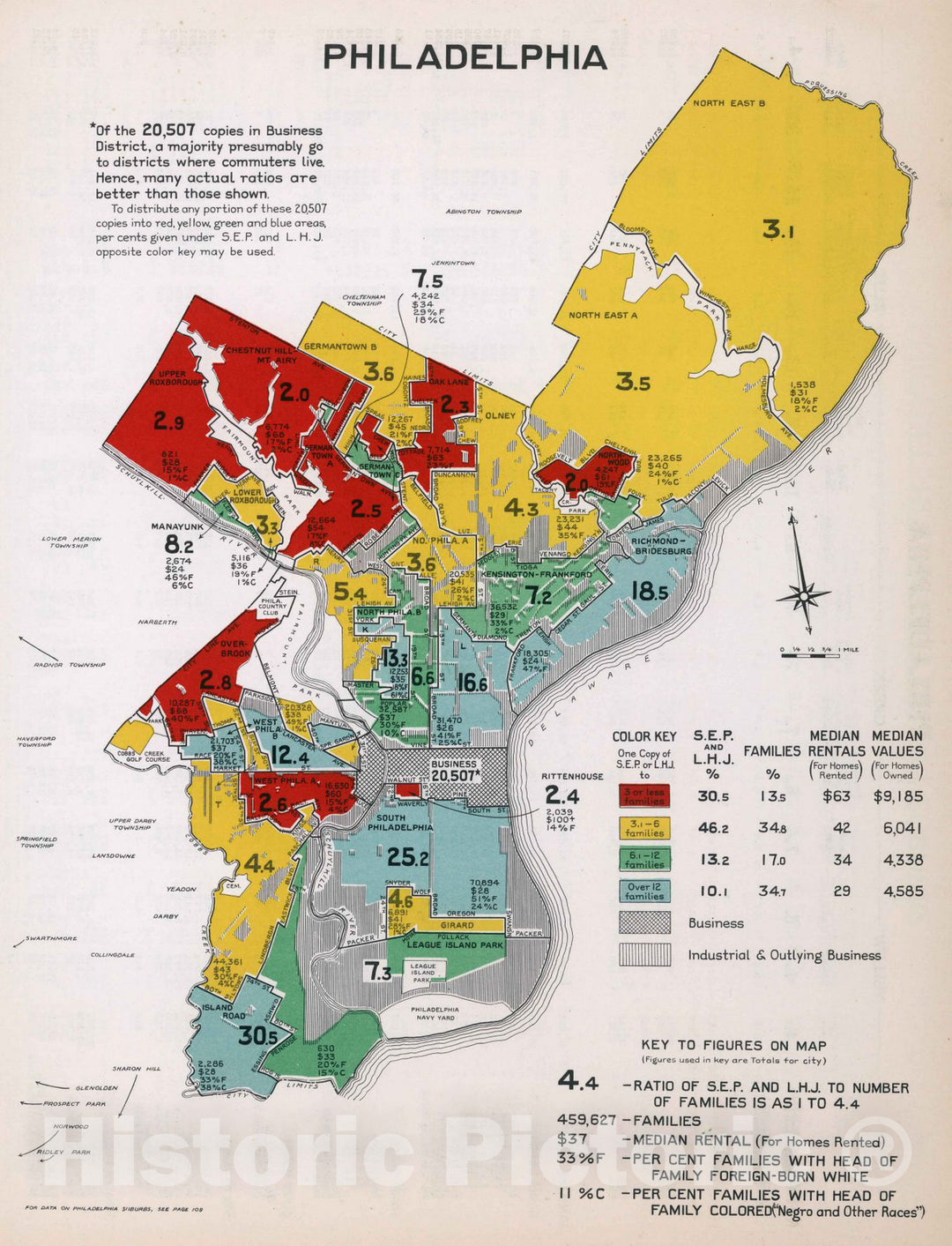 Historic Map : Philadelphia. 1932 - Vintage Wall Art