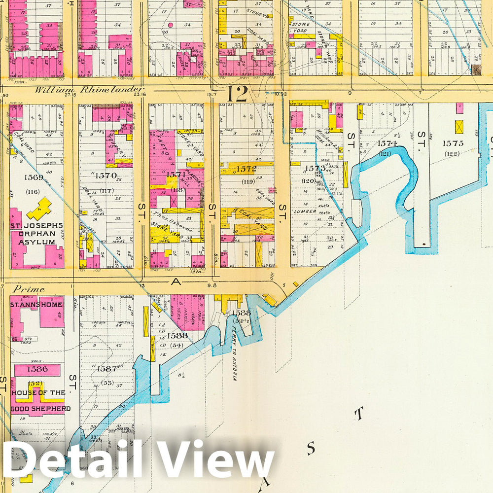 Historic Map : Manhattan Fire Insurance City Atlas Map, Pl. 31: wards 12, 19. 1891 - Vintage Wall Art