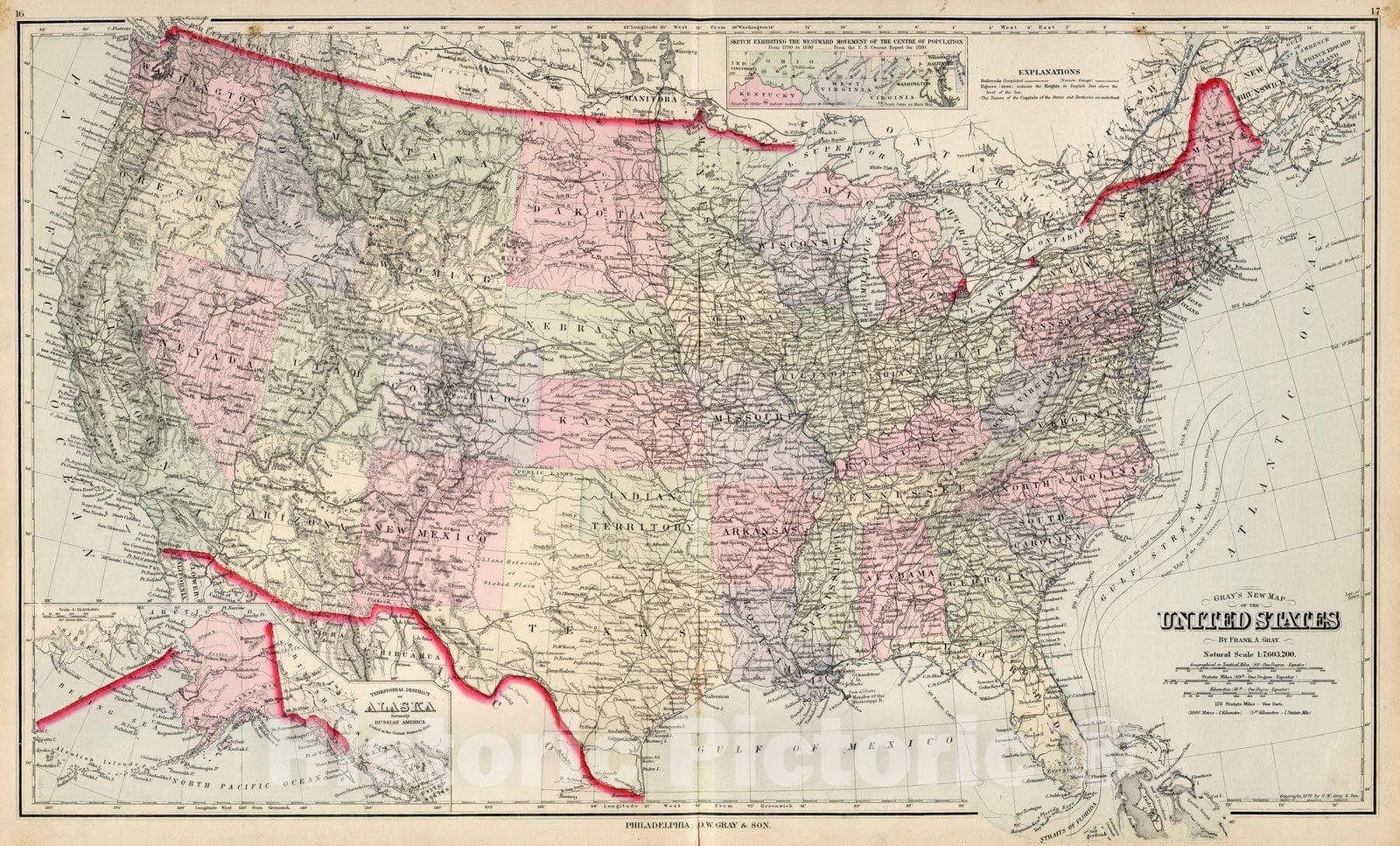 Historic Map : United States 1879 - Vintage Wall Art