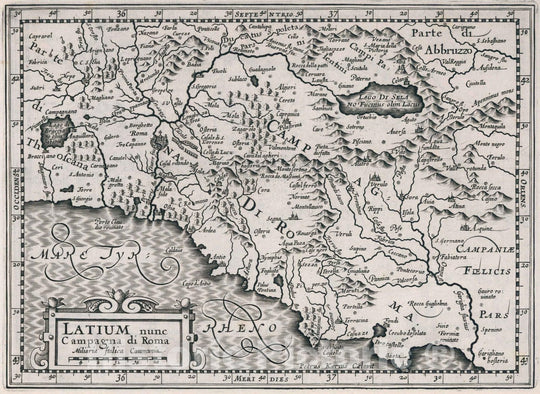 Historic Map : Italy , Rome (Italy),Latium nunc Campagna di Roma 1636 , Vintage Wall Art