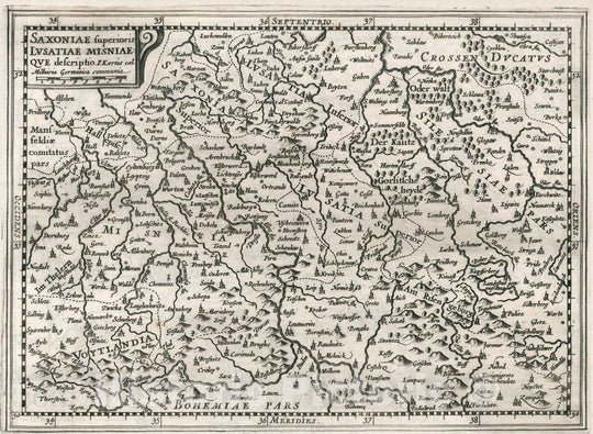 Historic Map : Germany,Saxoniae superioris Lusatiae Misniaeque descriptio 1636 , Vintage Wall Art