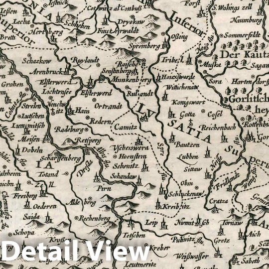 Historic Map : Germany,Saxoniae superioris Lusatiae Misniaeque descriptio 1636 , Vintage Wall Art