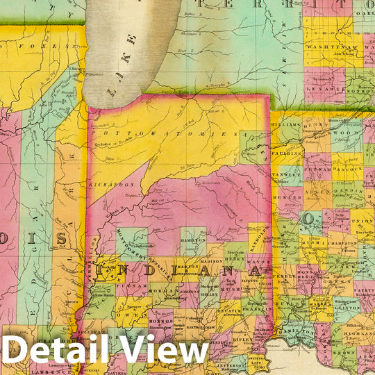 Historic Map : Map of the States of Ohio Indiana & Illinois And Part of Michigan Territory, 1826 - Vintage Wall Art