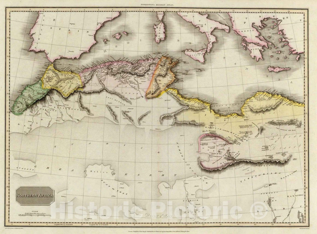 Historic Wall Map : World Atlas Map, Northern Africa. 1814 - Vintage Wall Art