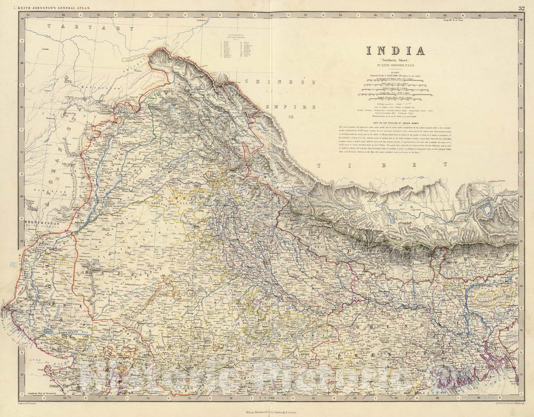 Historic Map : India; Pakistan, Tibet (China),India N. 1861 , Vintage Wall Art