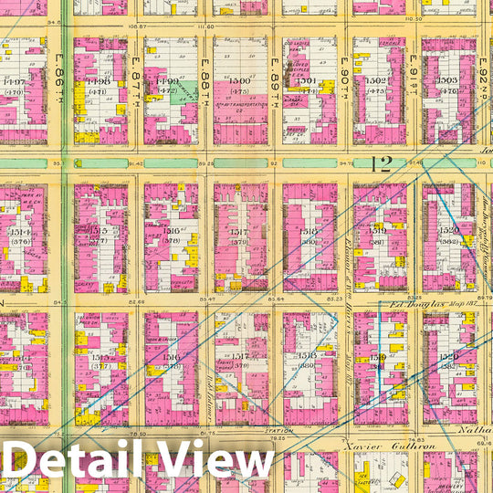 Historic Map : Manhattan Fire Insurance City Atlas Map, Pl. 30: ward 12, 19. 1891 - Vintage Wall Art