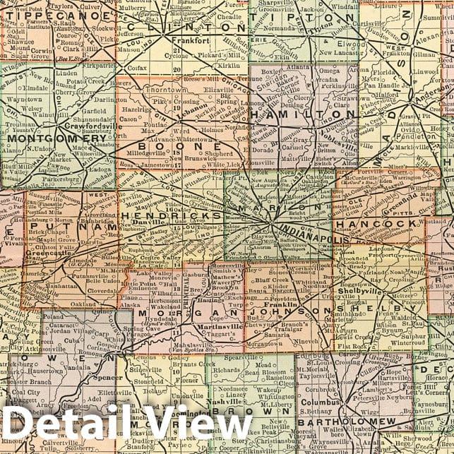 Historic Map : Map of Indiana, 1891 - Vintage Wall Art