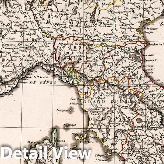 Historic Map : Croatia,Italie Septentrionale Divisee en ses Differens Stats 1825. 1825 , Vintage Wall Art