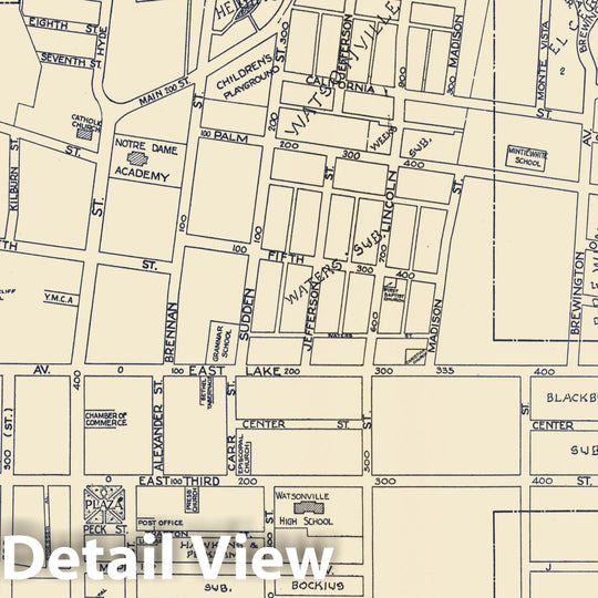 Historic Map : State Atlas Map, City of Watsonville, California. 1938 - Vintage Wall Art