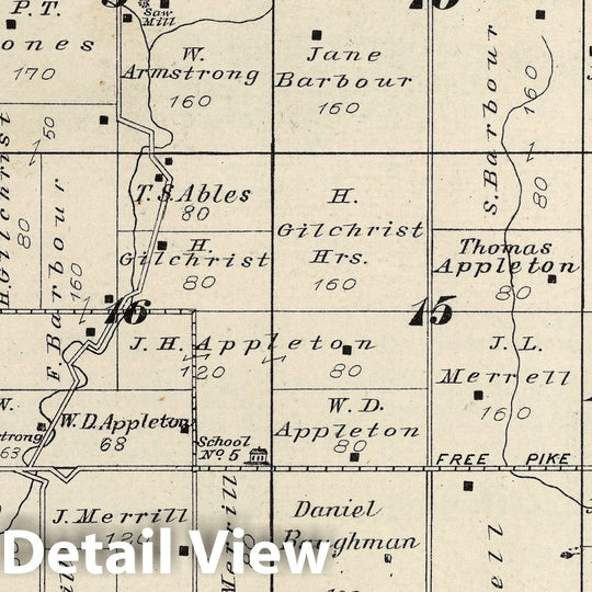 Historic Map - County Atlas Map, Springfield Township, Franklin County, Indiana. 1882 - Vintage Wall Art