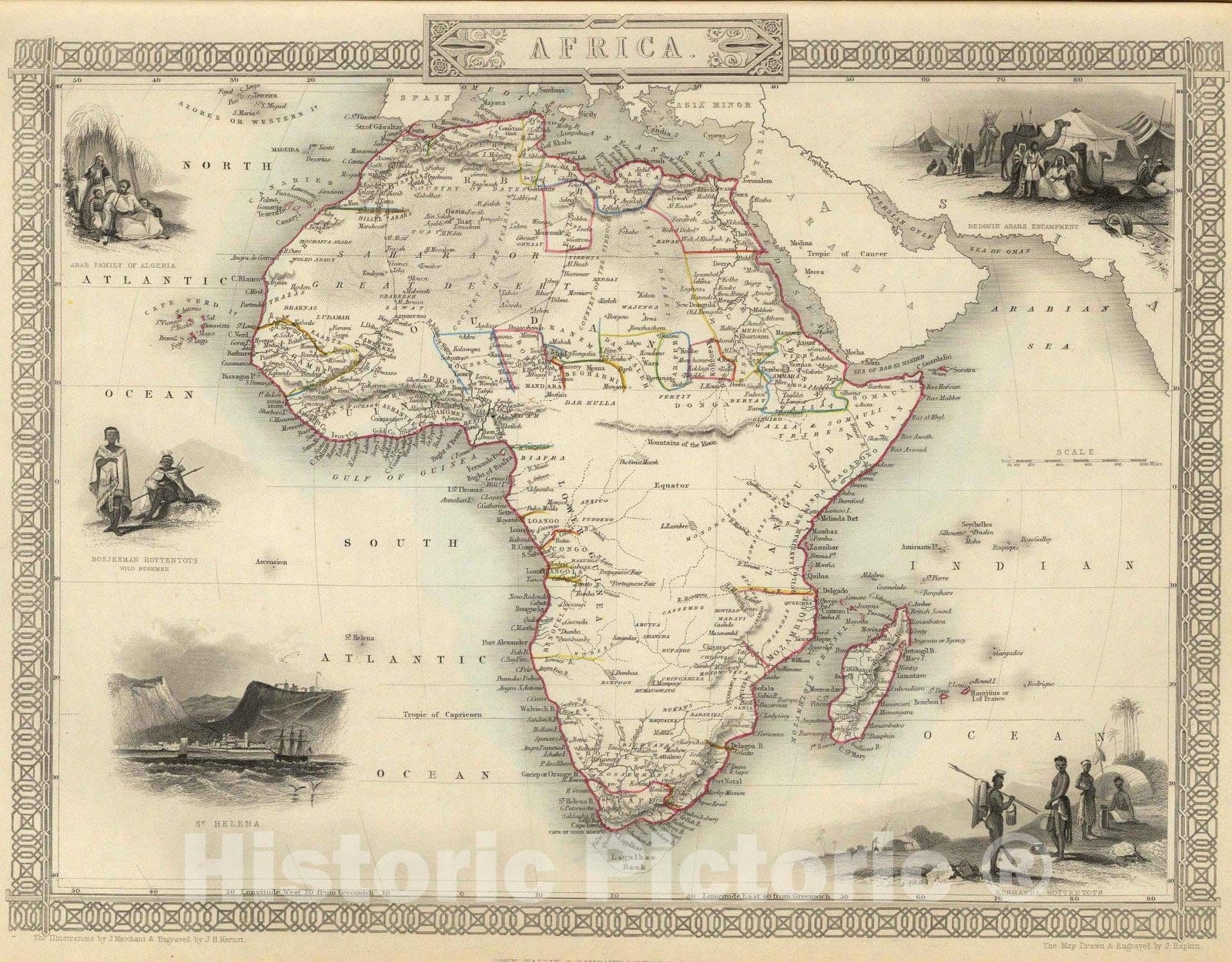 Historic Map : World Atlas Map, Africa. 1851 - Vintage Wall Art