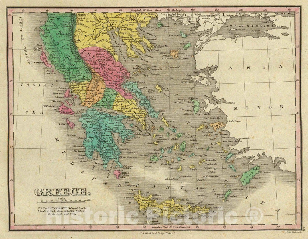 Historic Map : Classical Atlas Map, Greece. 1831 - Vintage Wall Art