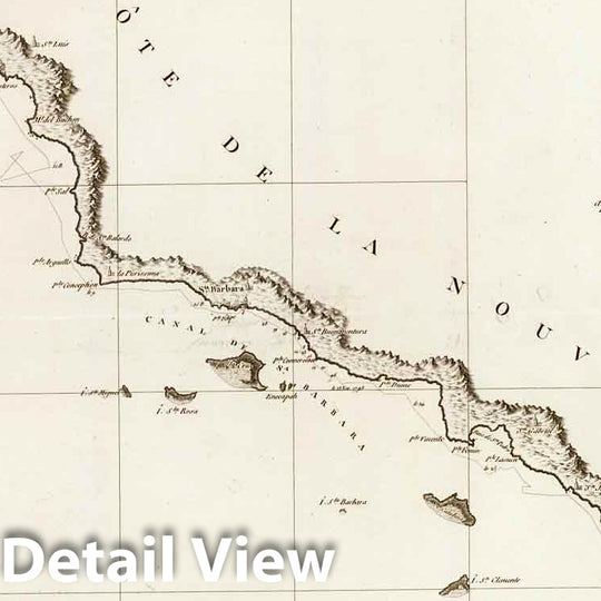 Historic Map : Mexico, California, Baja California (Mexico : State) Chart Atlas Map, Cote NO, l'Amerique 1. 1828 , Vintage Wall Art