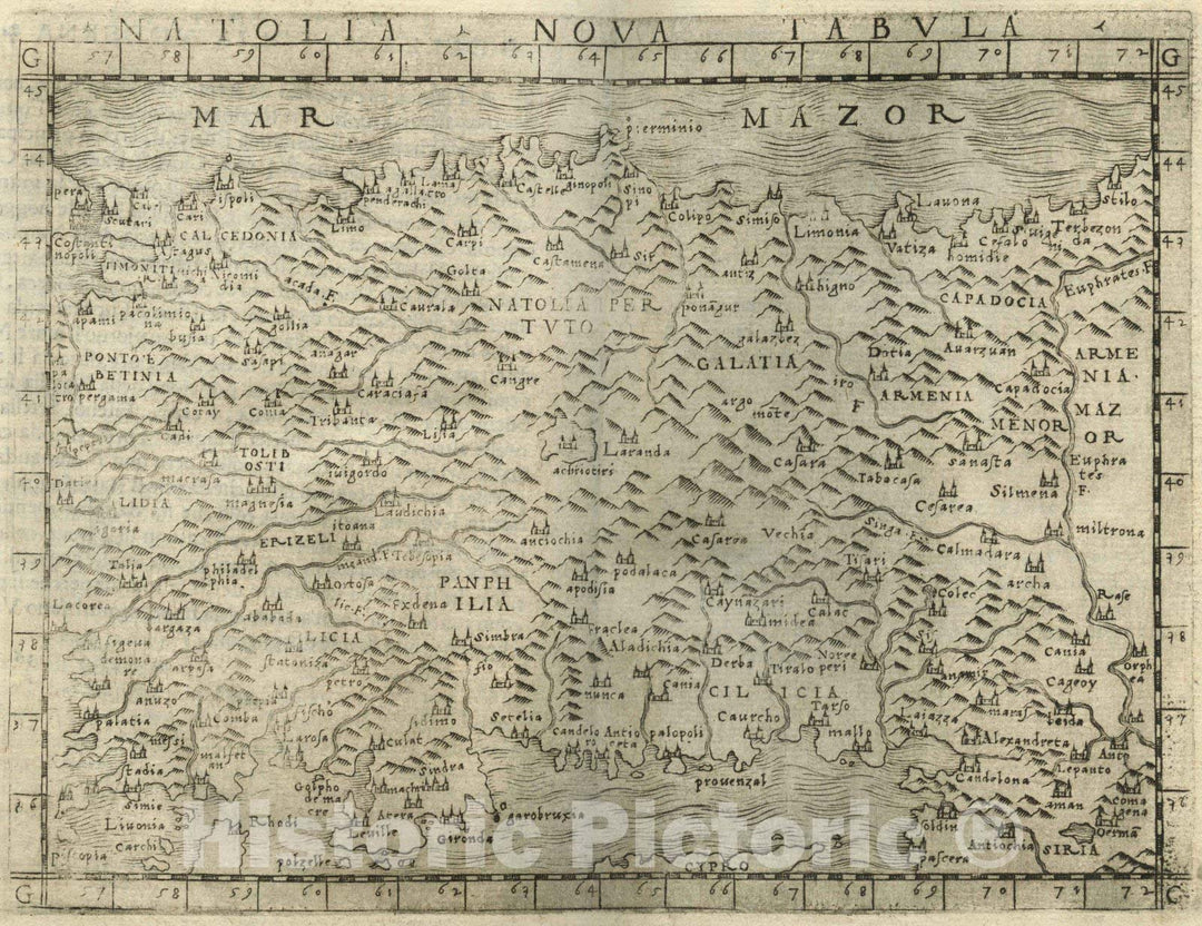 Historic Map : Turkey,Natolia Nova tabula 1548 , Vintage Wall Art