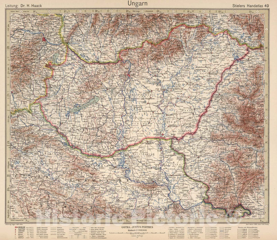 Historic Map : Hungary,49. Ungarn. Hungary. 1925 , Vintage Wall Art