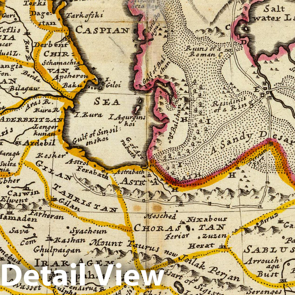 Historic Map : World Atlas Map, Persia, Caspian Sea, part of Independent Tartary. 1736 - Vintage Wall Art