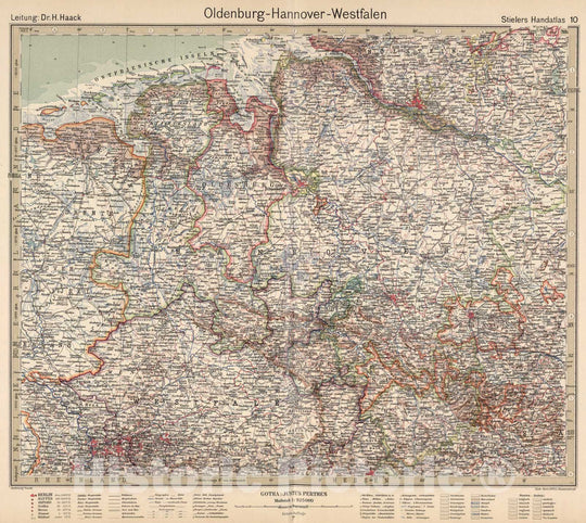 Historic Map : Germany,10. Oldenburg - Hannover - Westfalen. Hanover - Westphalia. 1925 , Vintage Wall Art