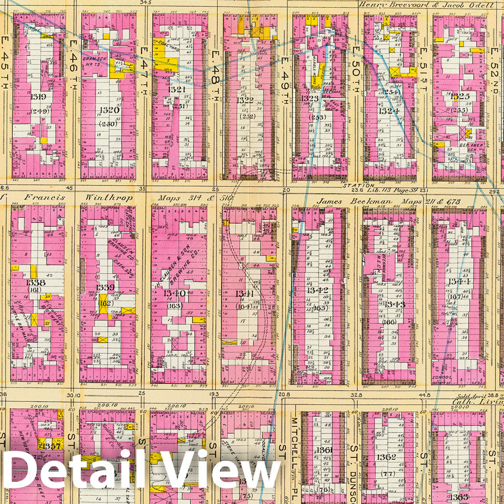 Historic Map : Manhattan Fire Insurance City Atlas Map, Pl. 21: ward 19. 1891 - Vintage Wall Art