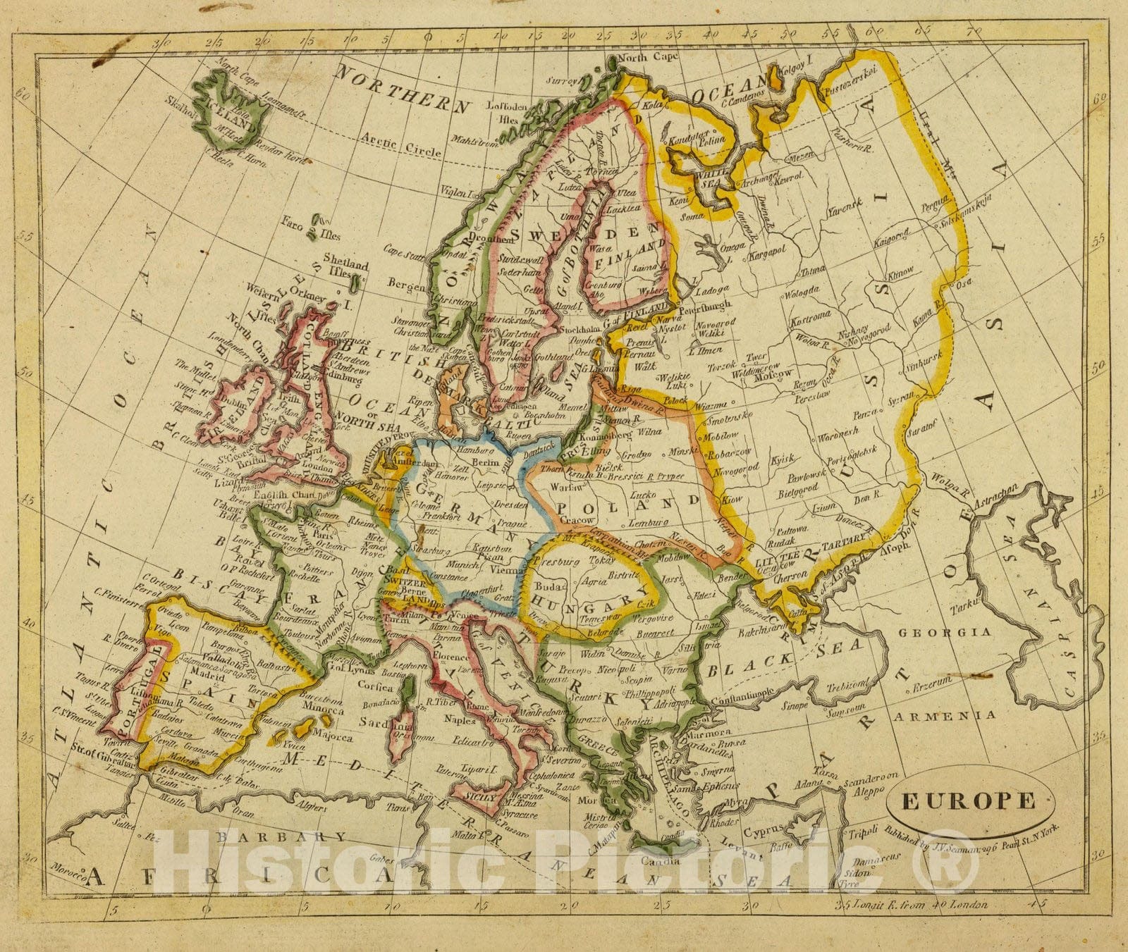 Historic Map : World Atlas Map, Europe. 1821 - Vintage Wall Art