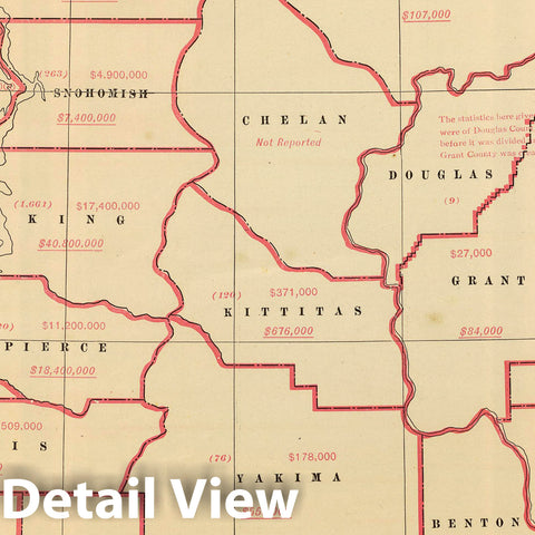 Historic Map : State Atlas Map, Washington mfg, mechanical industries. 1909 - Vintage Wall Art