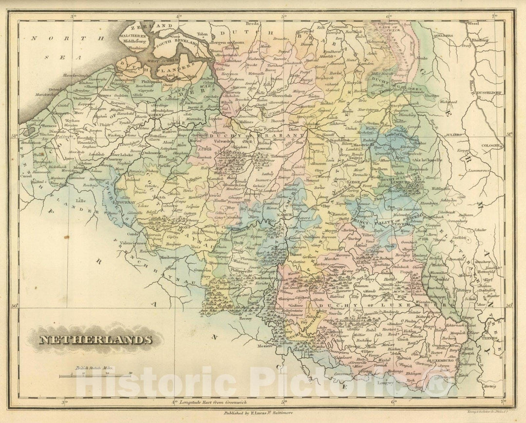 Historic Map : World Atlas Map, Netherlands. 1822 - Vintage Wall Art