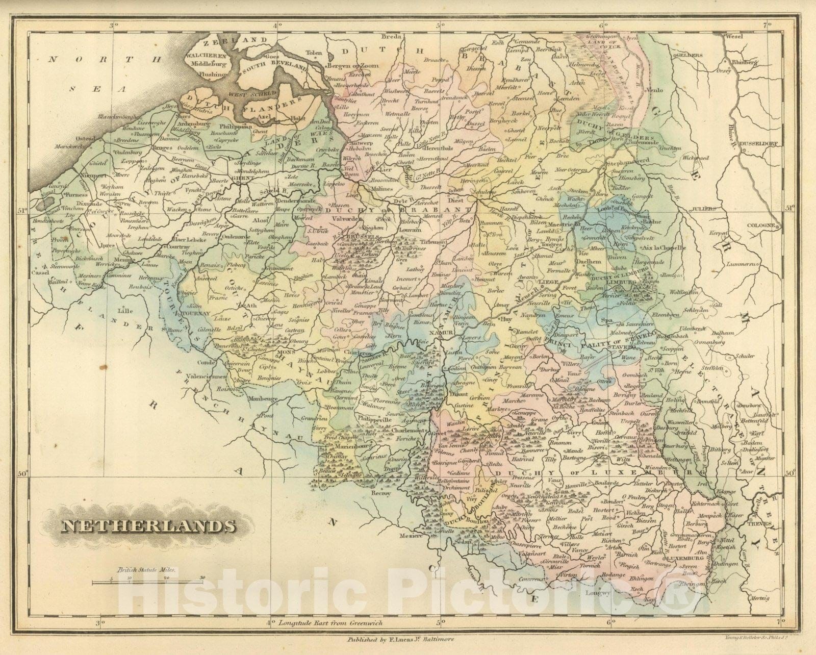 Historic Map : World Atlas Map, Netherlands. 1822 - Vintage Wall Art