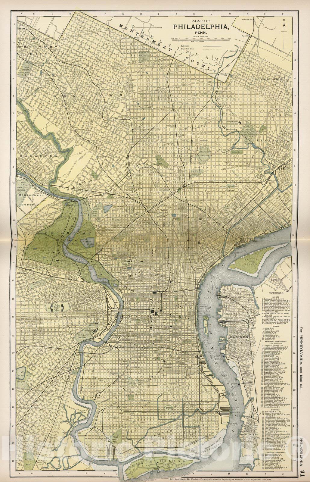 Historic Map : Map of Philadelphia, 1891 - Vintage Wall Art