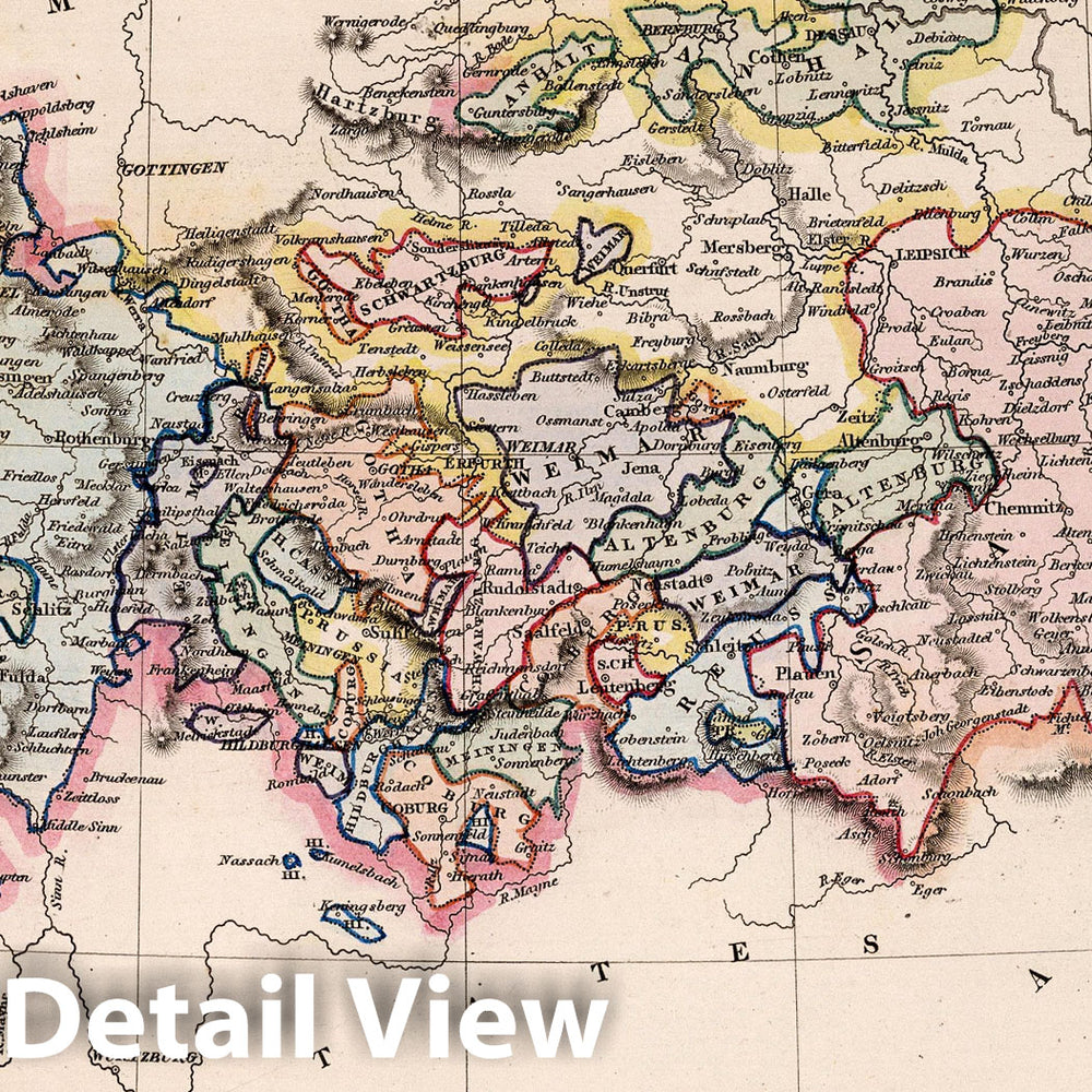 Historic Map : World Atlas Map, Central Germany. 1832 - Vintage Wall Art