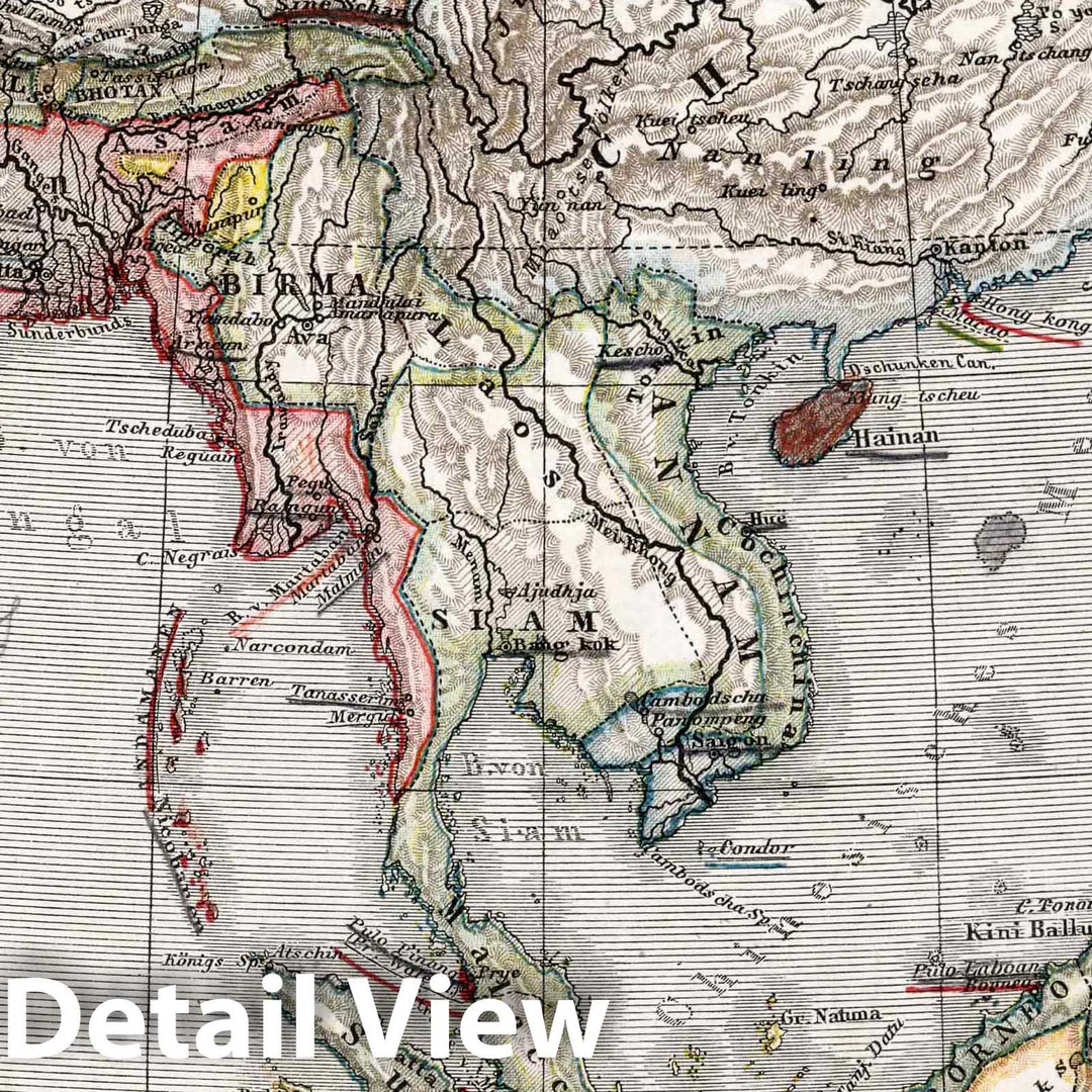 Historic Map : China, , East Indies31. Ostindien und China. East Indies and China. 1872 , Vintage Wall Art