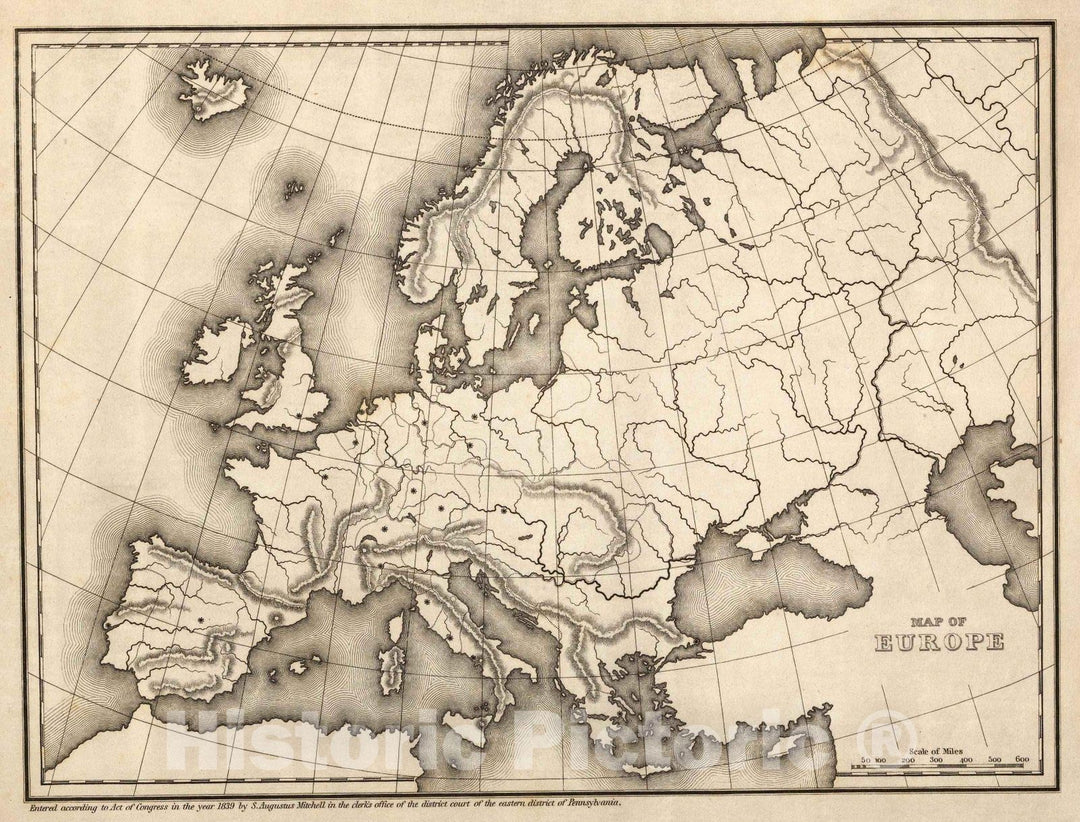 Historic Map : Map of Europe, 1839 v2