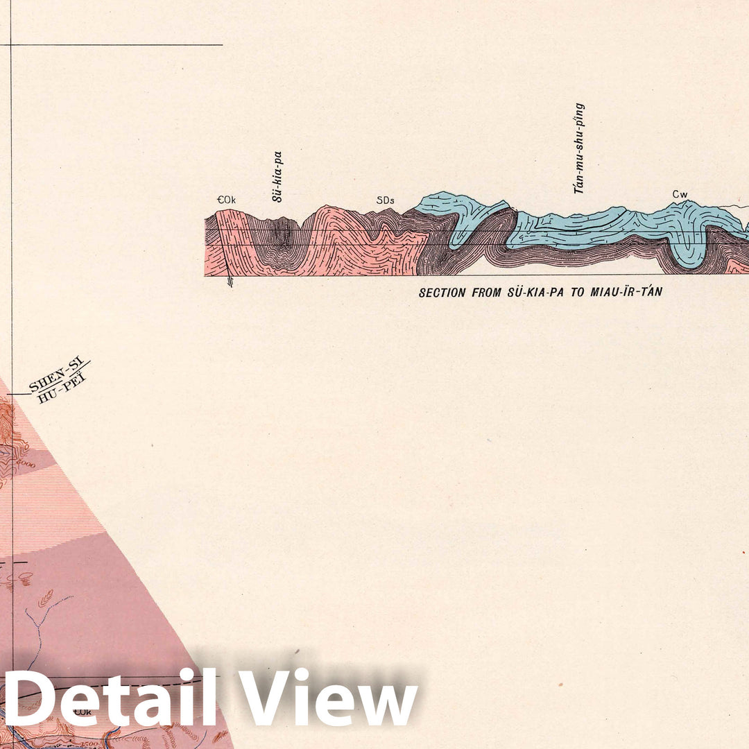 Historic Map : China, Geologic Atlas Map, d-6. Chon-Ping-Hien Sheet. 1906 v1 , Vintage Wall Art