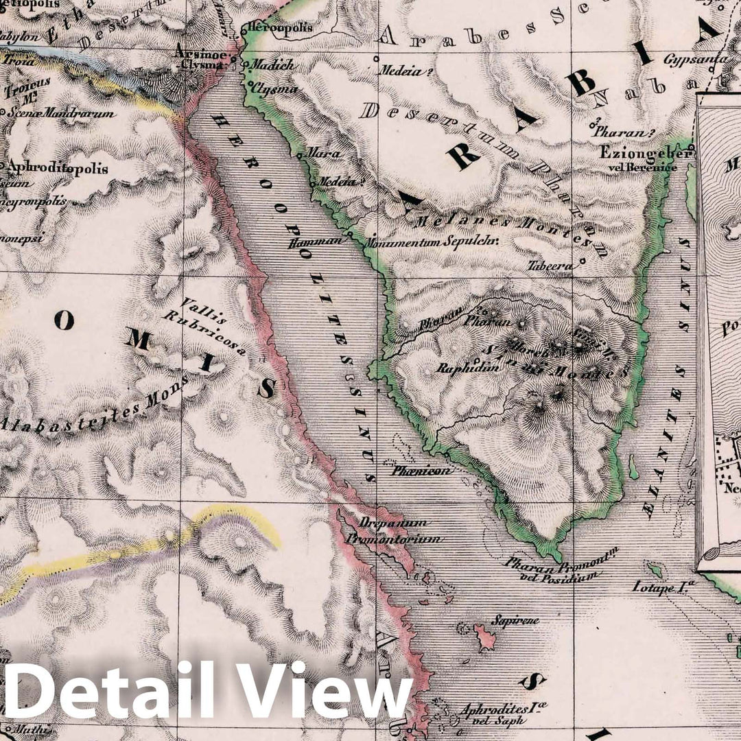 Historic Map : Egypt,12. Egypte ancienne et la Palestine selon le partage des douze tribus. 1834 , Vintage Wall Art