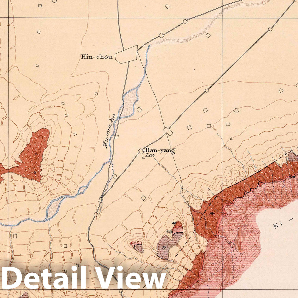 Historic Map : Geologic Atlas Map, B-II. Hin-Chou Sheet. 1906 v1 Vintage Wall Art