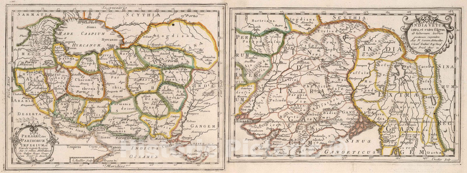 Historic Map : Old Persia and Old India., 1697, Vintage Wall Decor