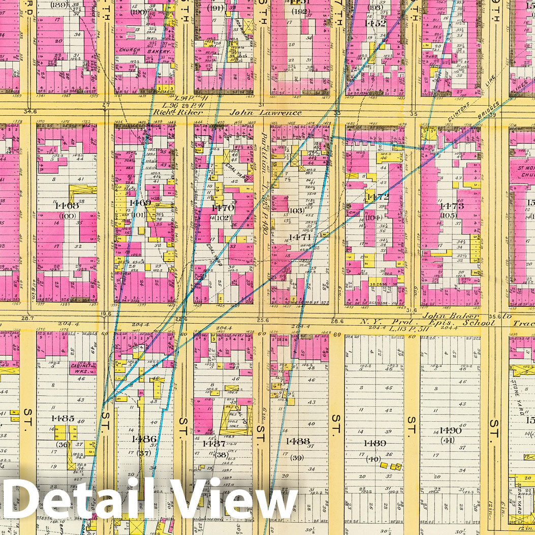 Historic Map : Manhattan Fire Insurance City Atlas Map, Pl. 29: ward 19. 1891 - Vintage Wall Art