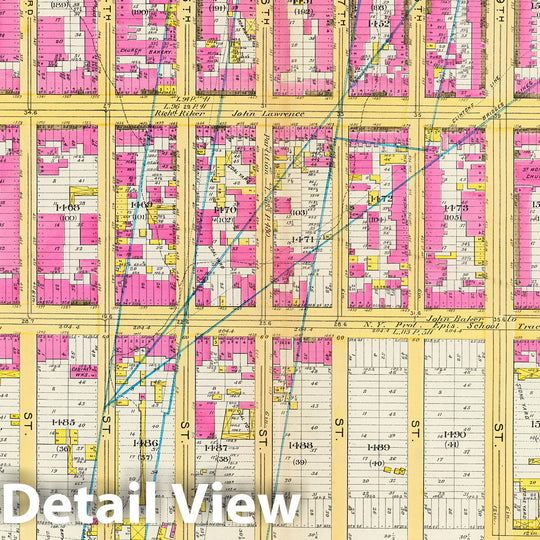 Historic Map : Manhattan Fire Insurance City Atlas Map, Pl. 29: ward 19. 1891 - Vintage Wall Art