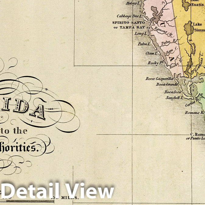 Historic Map : Florida. Principal Mountains, Cities, c. in North & South America. 1827 - Vintage Wall Art