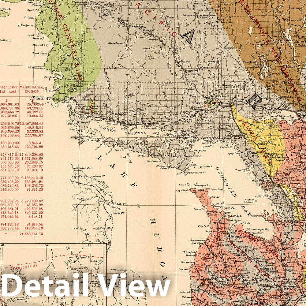 Historic Map : No.18, Railways: Ontario and Quebec 1906 - Vintage Wall Art