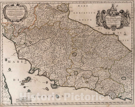 Historic Map : Italy, Toscany (Italy), EuropeDescrittione dello Stato della Chiesa e della Toscana 1692 , Vintage Wall Art