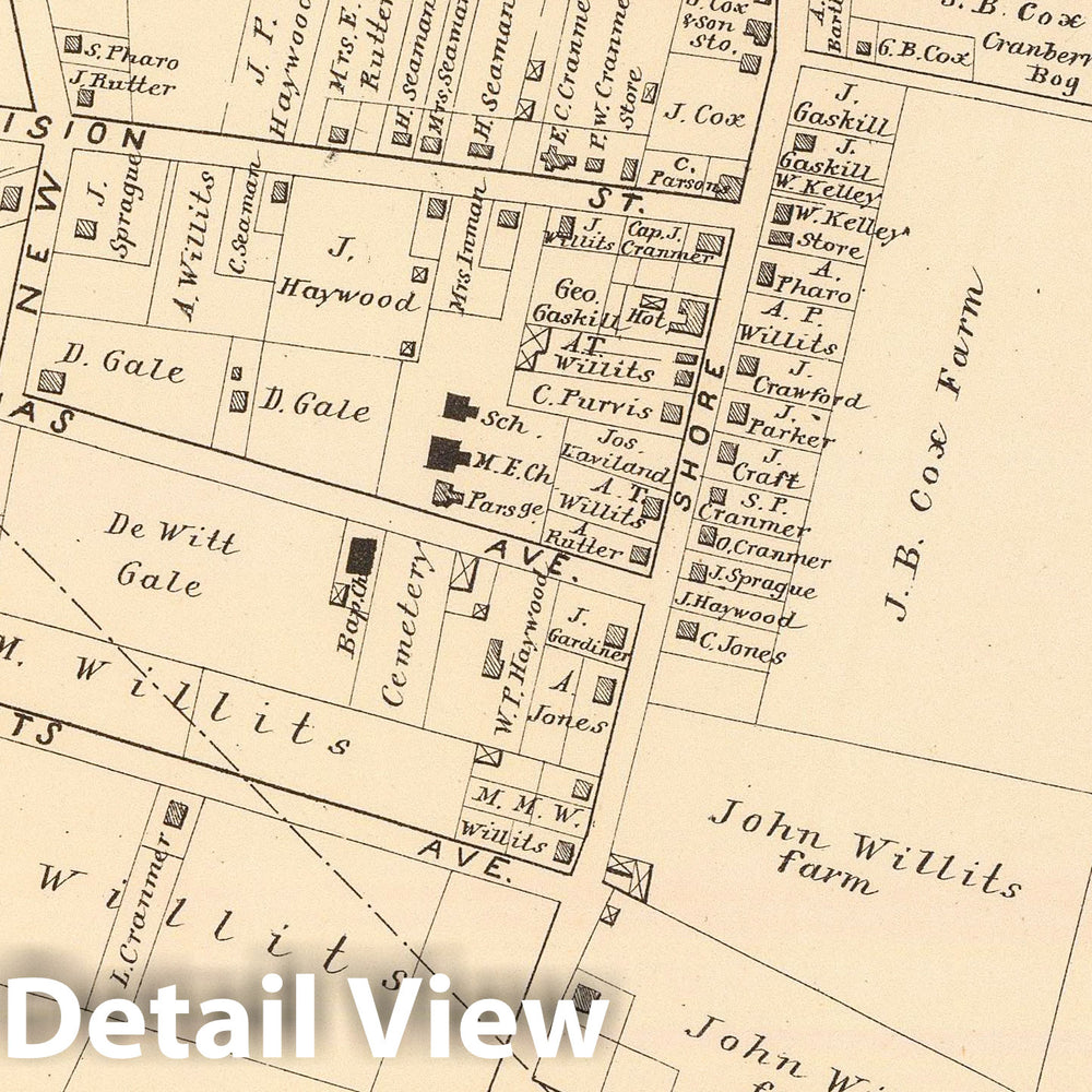 Historic Map : West Creek (N.J.), New Jersey, State Atlas Map, West Creek. 1878 , Vintage Wall Art