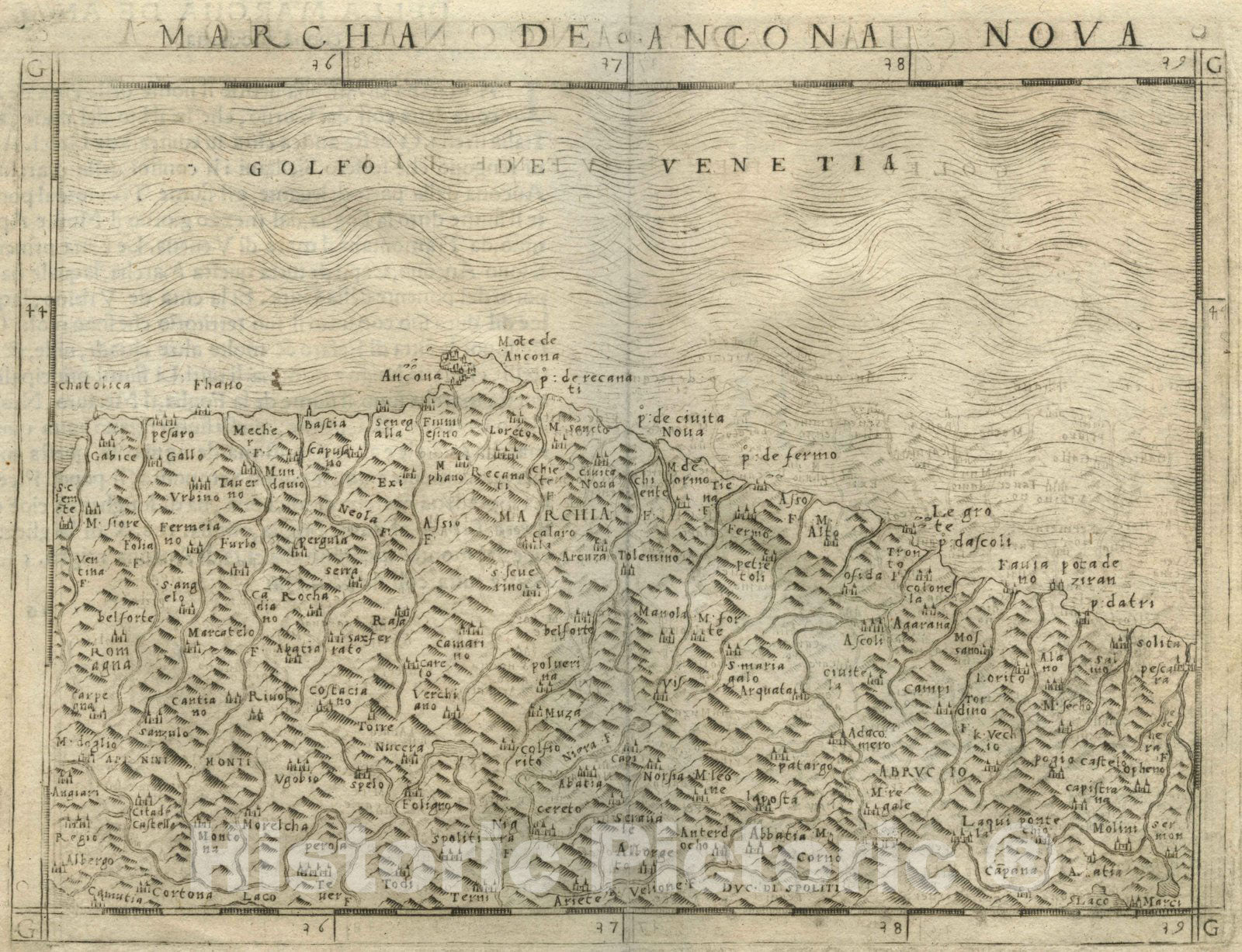 Historic Map : Italy, Europe, SouthernMarcha de Ancona nova 1548 , Vintage Wall Art