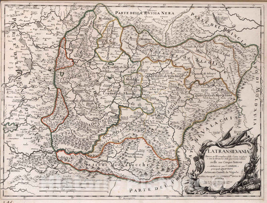 Historic Map : Romania, Transylvania (Romania), EuropeLa Transilvania 1686 , Vintage Wall Art