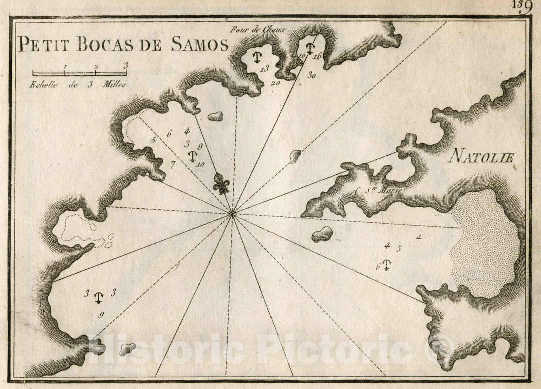 Historic Wall Map : Chart Map, Pl. 159. Small Basin of Samos, Turkey. 1764 - Vintage Wall Art