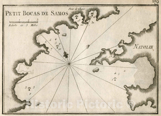 Historic Wall Map : Chart Map, Pl. 159. Small Basin of Samos, Turkey. 1764 - Vintage Wall Art