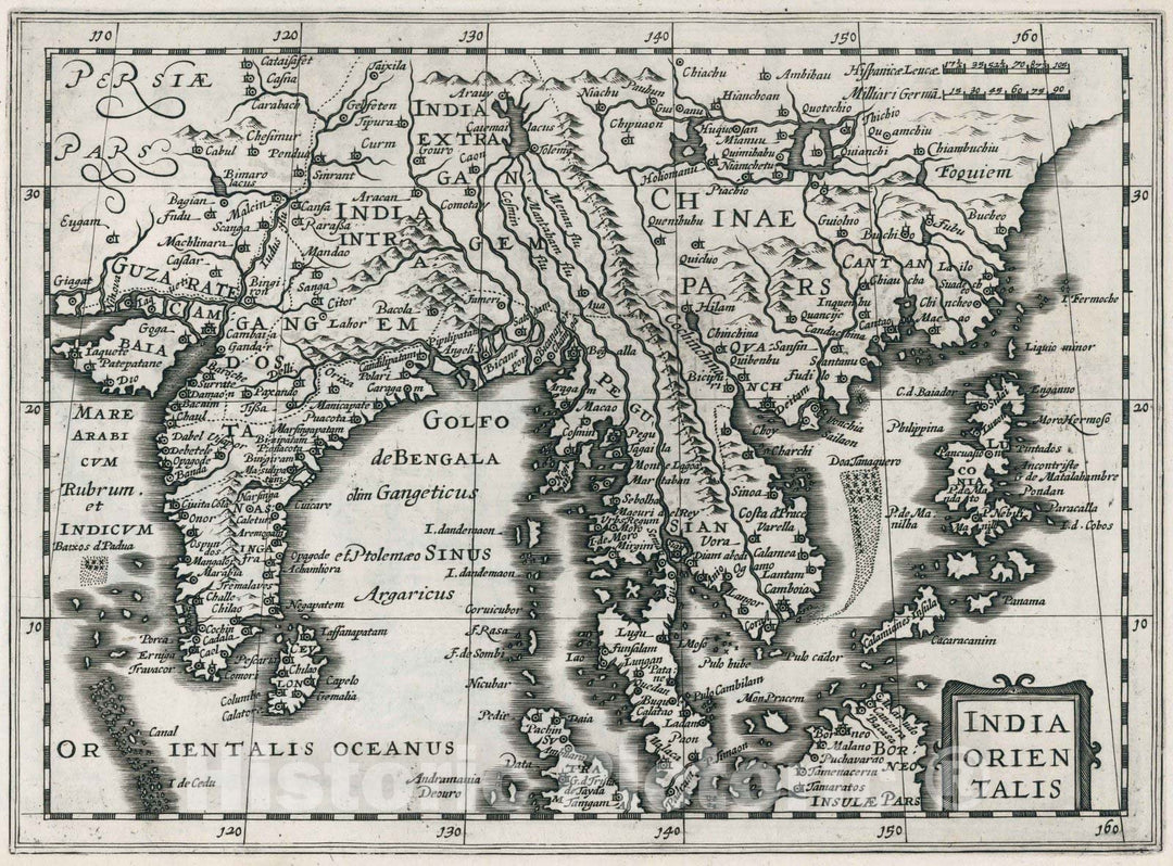 Historic Map : World Atlas Map, India Orientalis 1636 - Vintage Wall Art