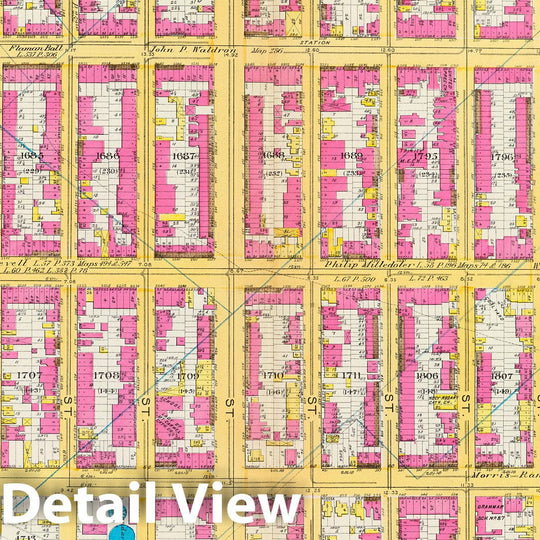 Historic Map : Manhattan Fire Insurance City Atlas Map, Pl. 33: ward 12 1891 - Vintage Wall Art