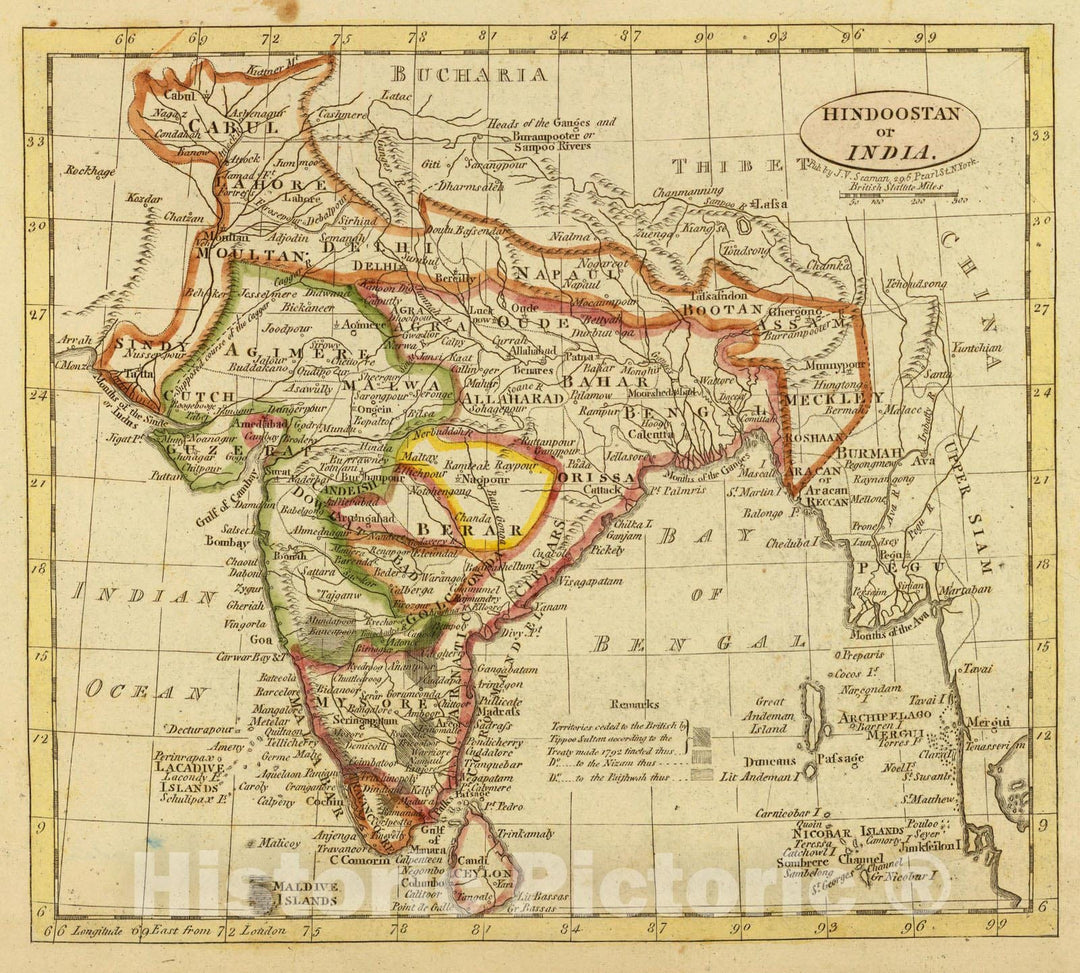 Historic Map : World Atlas Map, Hindoostan or India. 1821 - Vintage Wall Art