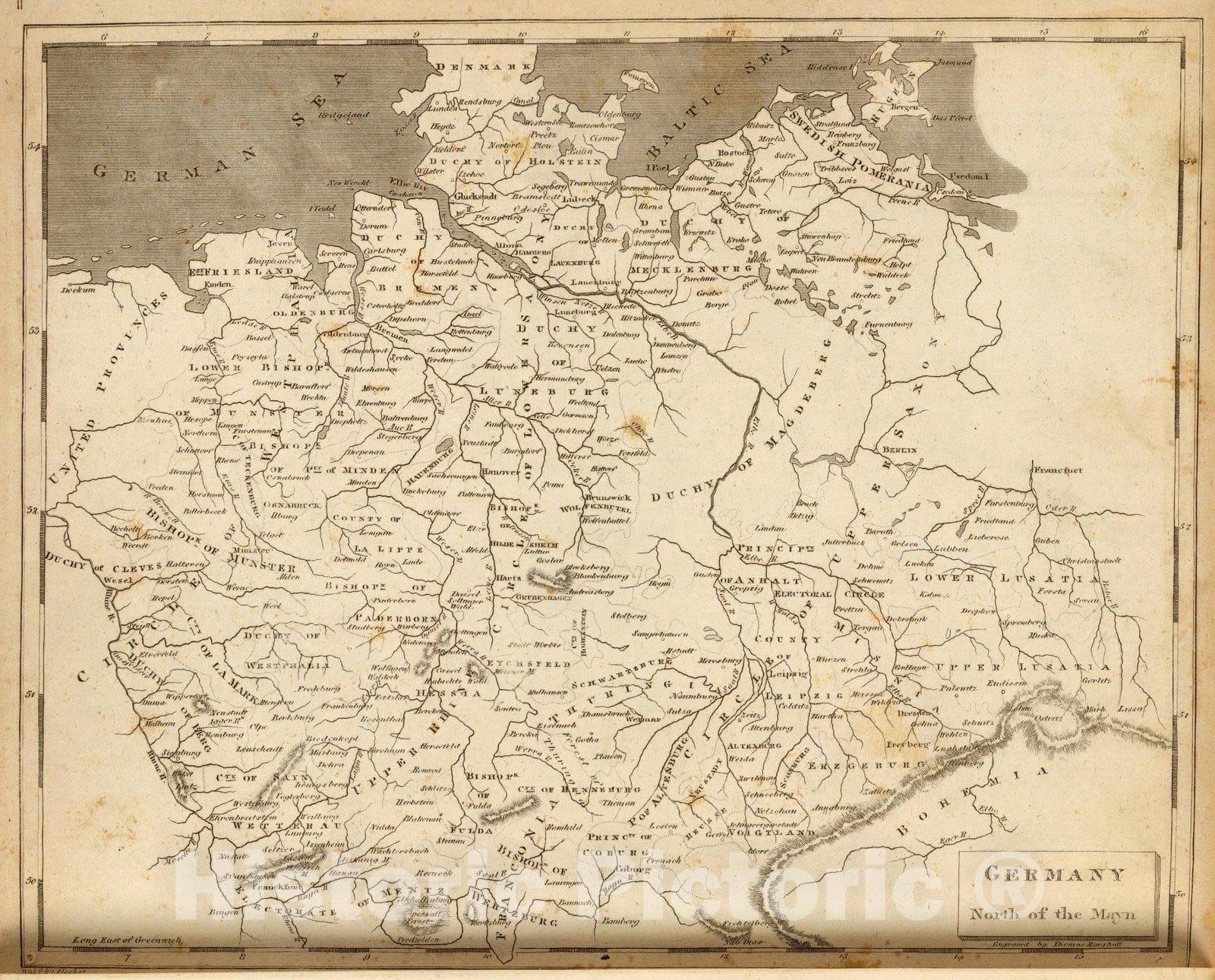 Historic Map : World Atlas Map, Germany north. 1804 - Vintage Wall Art