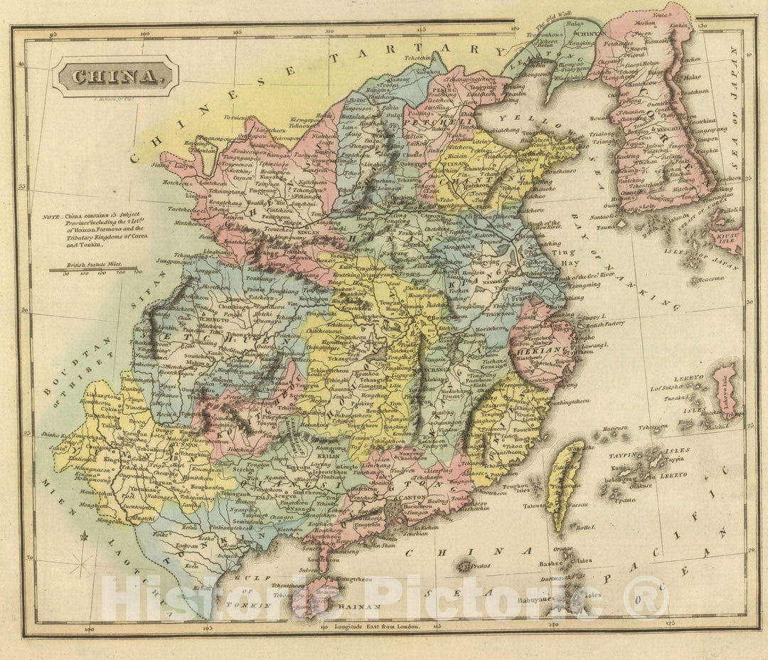 Historic Map : World Atlas Map, China. 1822 - Vintage Wall Art